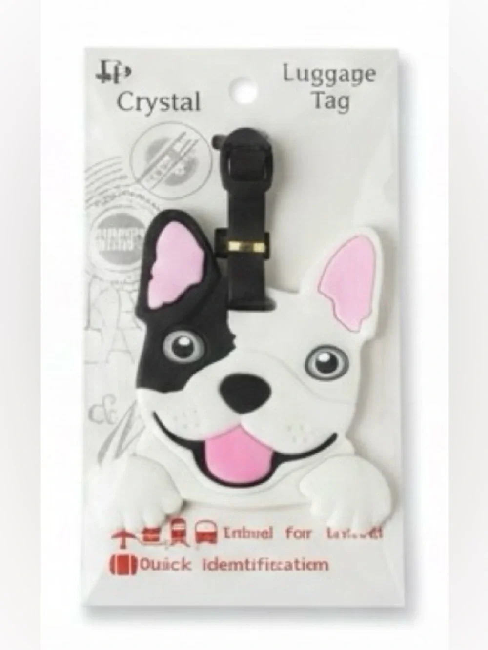 NWT Kids Rubber Luggage Tag‎ Dog Bulldog Unisex Durable Travel Vacation School